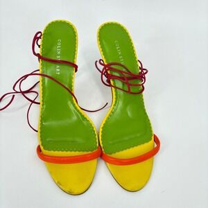 Colin Stuart Heels Strappy Tie Up Sandals Colorful‎ Party Shoes Size 7.5